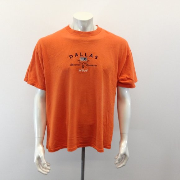 Dallas TX Vintage T Shirt Men's Size XL Orange - Picture 1 of 4